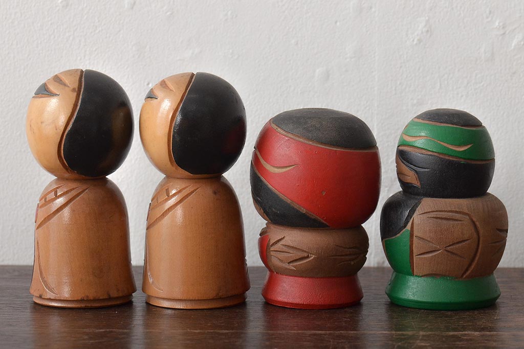 古い　伝統こけし9本(郷土玩具、アイヌ、弥治郎系、郷土玩具)(R-044741)