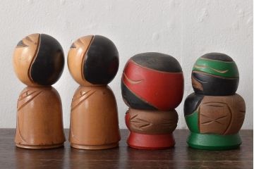 古い　伝統こけし9本(郷土玩具、アイヌ、弥治郎系、郷土玩具)(R-044741)