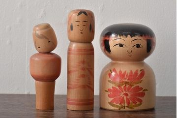 古い　伝統こけし9本(郷土玩具、アイヌ、弥治郎系、郷土玩具)(R-044741)