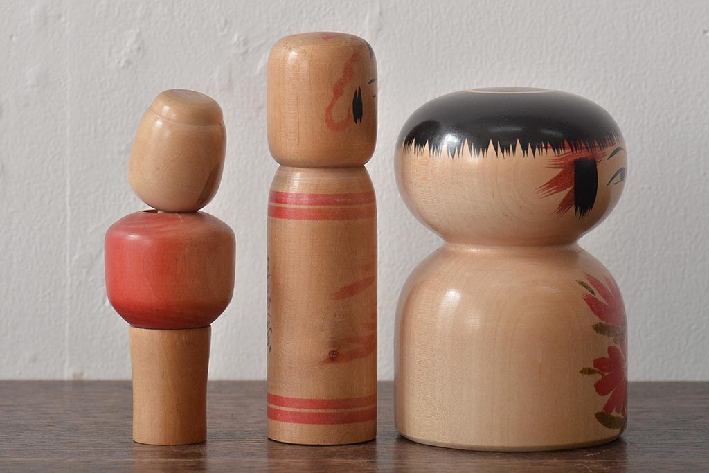 古い　伝統こけし9本(郷土玩具、アイヌ、弥治郎系、郷土玩具)(R-044741)