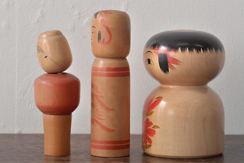 古い　伝統こけし9本(郷土玩具、アイヌ、弥治郎系、郷土玩具)(R-044741)