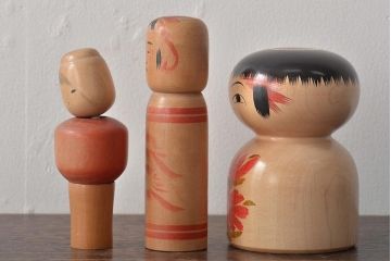 古い　伝統こけし9本(郷土玩具、アイヌ、弥治郎系、郷土玩具)(R-044741)