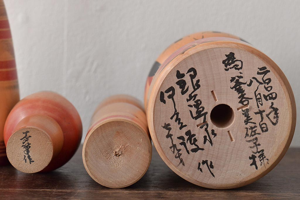 古い　伝統こけし9本(郷土玩具、アイヌ、弥治郎系、郷土玩具)(R-044741)