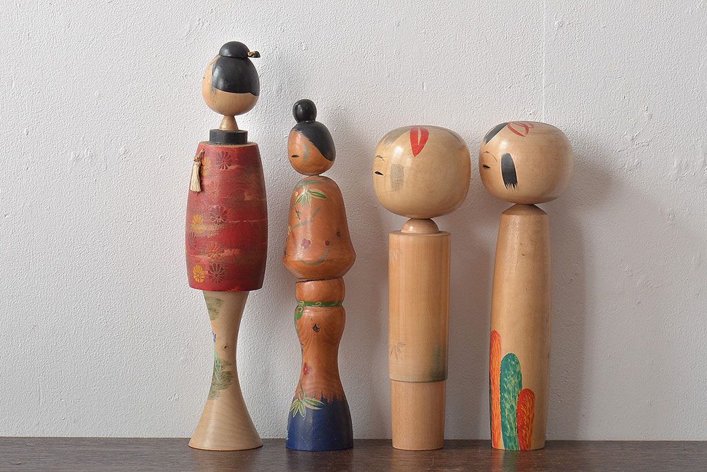 古い　伝統こけし7本(はしめ、かつら、春男、郷土玩具)(R-044742)