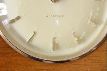 ジャンク品　ヴィンテージ雑貨　Westclox　ウェストクロックス・スコットランド　テンプ式　置き時計(ぜんまい時計、ビンテージ)(R-044744)