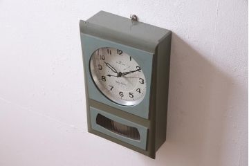 和製アンティーク　タカノ(高野精密工業)　電池式　文字盤が可愛いレトロポップな振り子時計(柱時計、壁掛け時計)(R-044745)