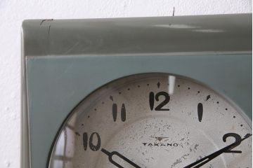 和製アンティーク　タカノ(高野精密工業)　電池式　文字盤が可愛いレトロポップな振り子時計(柱時計、壁掛け時計)(R-044745)