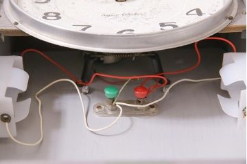 和製アンティーク　タカノ(高野精密工業)　電池式　文字盤が可愛いレトロポップな振り子時計(柱時計、壁掛け時計)(R-044745)