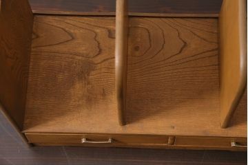 レトロ雑貨　昭和中期　素朴な味わいの引き出し付きブックスタンド(本立て、小物収納)(R-044749)