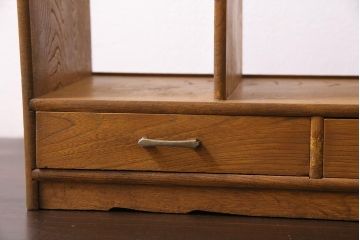 レトロ雑貨　昭和中期　素朴な味わいの引き出し付きブックスタンド(本立て、小物収納)(R-044749)