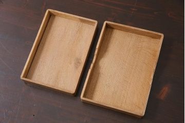 アンティーク雑貨　昭和中期　ナラ材製のシンプルな文箱(木箱、収納箱、小物収納)(R-044751)