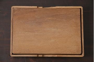 アンティーク雑貨　昭和中期　ナラ材製のシンプルな文箱(木箱、収納箱、小物収納)(R-044751)