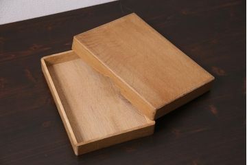 アンティーク雑貨　昭和中期　ナラ材製のシンプルな文箱(木箱、収納箱、小物収納)(R-044751)