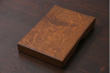 アンティーク雑貨　昭和中期　ナラ材製のレトロな文箱(木箱、収納箱、小物収納)(R-044752)