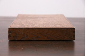アンティーク雑貨　昭和中期　ナラ材製のレトロな文箱(木箱、収納箱、小物収納)(R-044752)