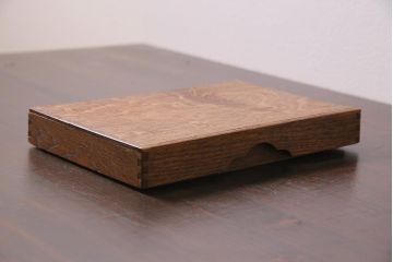 アンティーク雑貨　昭和中期　ナラ材製のレトロな文箱(木箱、収納箱、小物収納)(R-044752)