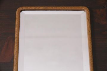 アンティーク雑貨　昭和レトロ　タモ材　滑らかな質感の手鏡(鏡、ハンドミラー)(R-044759)