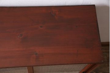 アンティーク家具　昭和初期　当店オリジナルガラス　花菱模様のガラスがおしゃれな引き出し付きの戸棚(収納棚、キャビネット)(R-044763)