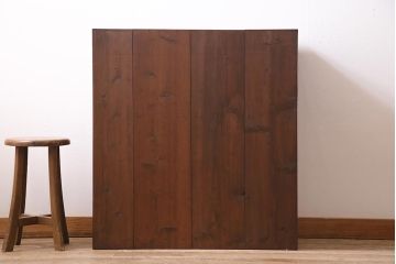 アンティーク家具　昭和初期　当店オリジナルガラス　花菱模様のガラスがおしゃれな引き出し付きの戸棚(収納棚、キャビネット)(R-044763)