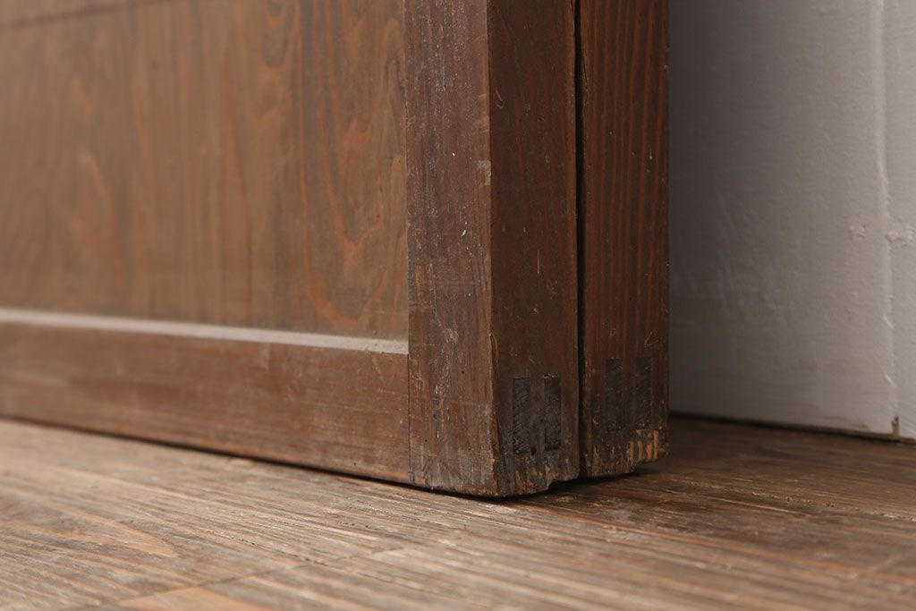 アンティーク建具　和製アンティーク　大正昭和初期　幅広　存在感抜群の格子戸2枚セット　(R-044764)