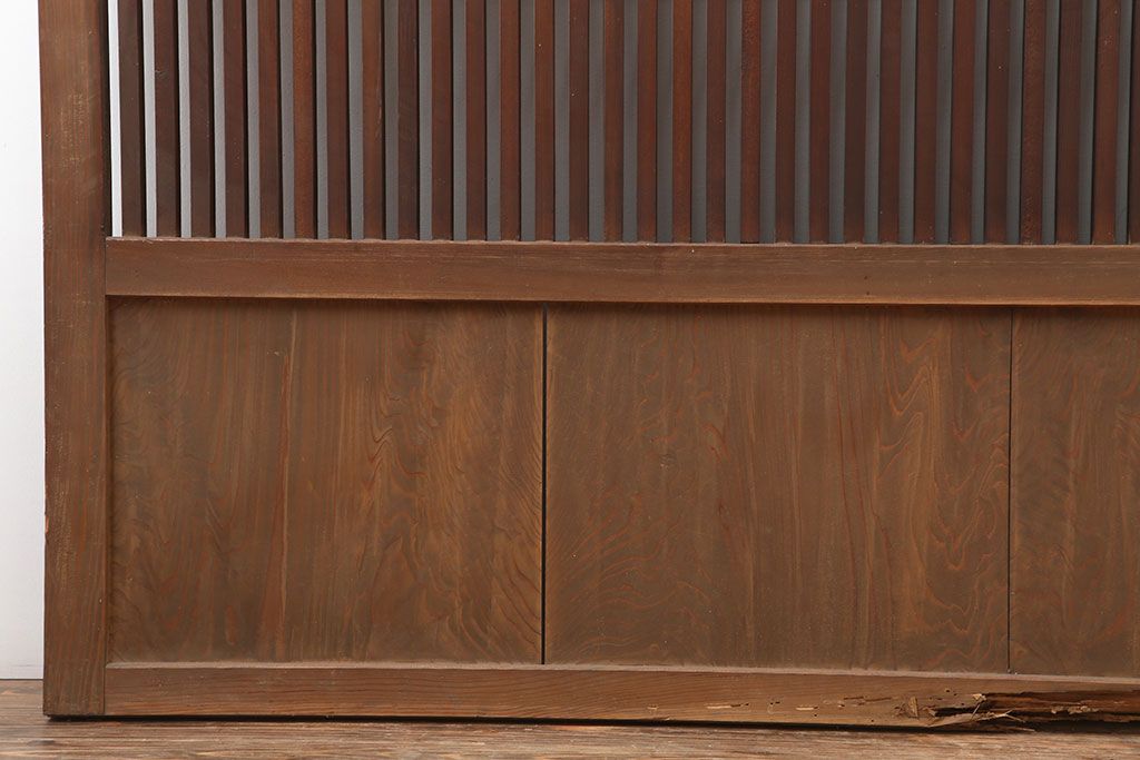アンティーク建具　和製アンティーク　大正昭和初期　幅広　存在感抜群の格子戸2枚セット　(R-044764)
