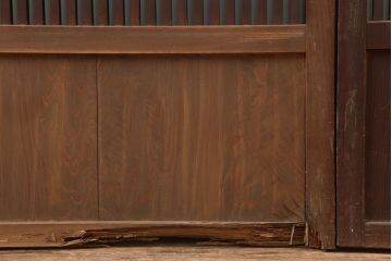アンティーク建具　和製アンティーク　大正昭和初期　幅広　存在感抜群の格子戸2枚セット　(R-044764)