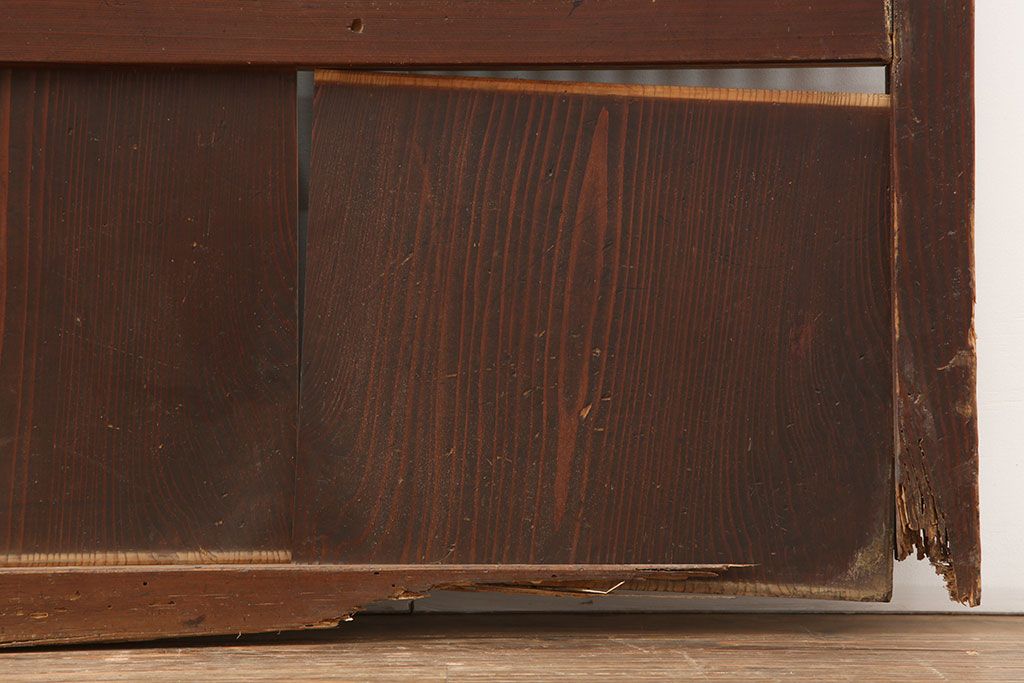 アンティーク建具　和製アンティーク　大正昭和初期　幅広　存在感抜群の格子戸2枚セット　(R-044764)