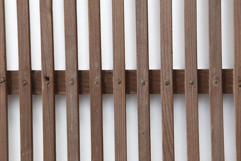 アンティーク家具　古民家スタイルにおすすめな格子戸2枚セット(ガラス帯戸、引き戸、建具)(R-044765)