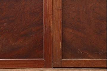 アンティーク家具　激レア　新潟産　漆塗り　玉杢　総ケヤキ材製の高級な板戸4枚セット(帯戸、引き戸、葦戸、建具)(R-044766)