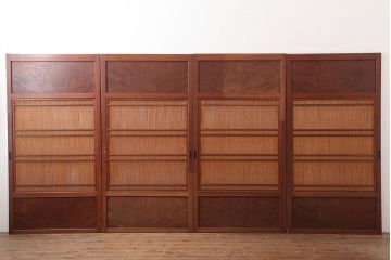 アンティーク家具　激レア　新潟産　漆塗り　玉杢　総ケヤキ材製の高級な板戸4枚セット(帯戸、引き戸、葦戸、建具)(R-044766)