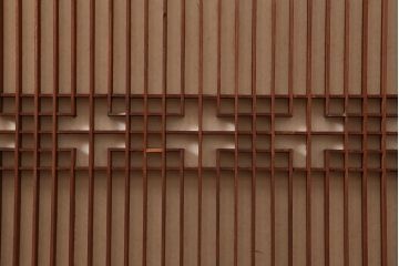 アンティーク建具 　激レア　明治大正期　新潟産　漆塗り　玉杢　組子入り板戸4枚セット(帯戸、障子戸、建具、引き戸)(R-044767)