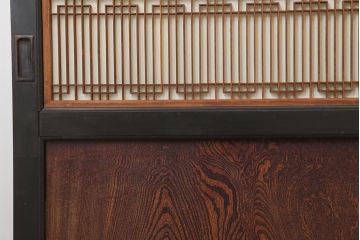 アンティーク建具 　激レア　明治大正期　新潟産　漆塗り　玉杢　組子入り板戸4枚セット(帯戸、障子戸、建具、引き戸)(R-044767)