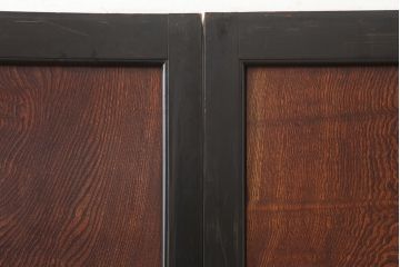 アンティーク建具 　激レア　明治大正期　新潟産　漆塗り　玉杢　組子入り板戸4枚セット(帯戸、障子戸、建具、引き戸)(R-044767)