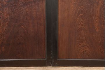 アンティーク建具 　激レア　明治大正期　新潟産　漆塗り　玉杢　組子入り板戸4枚セット(帯戸、障子戸、建具、引き戸)(R-044767)
