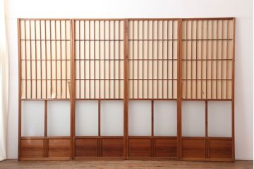 ヴィンテージ建具 　昭和中期　和レトロな雰囲気漂う障子戸4枚セット　(R-044768)