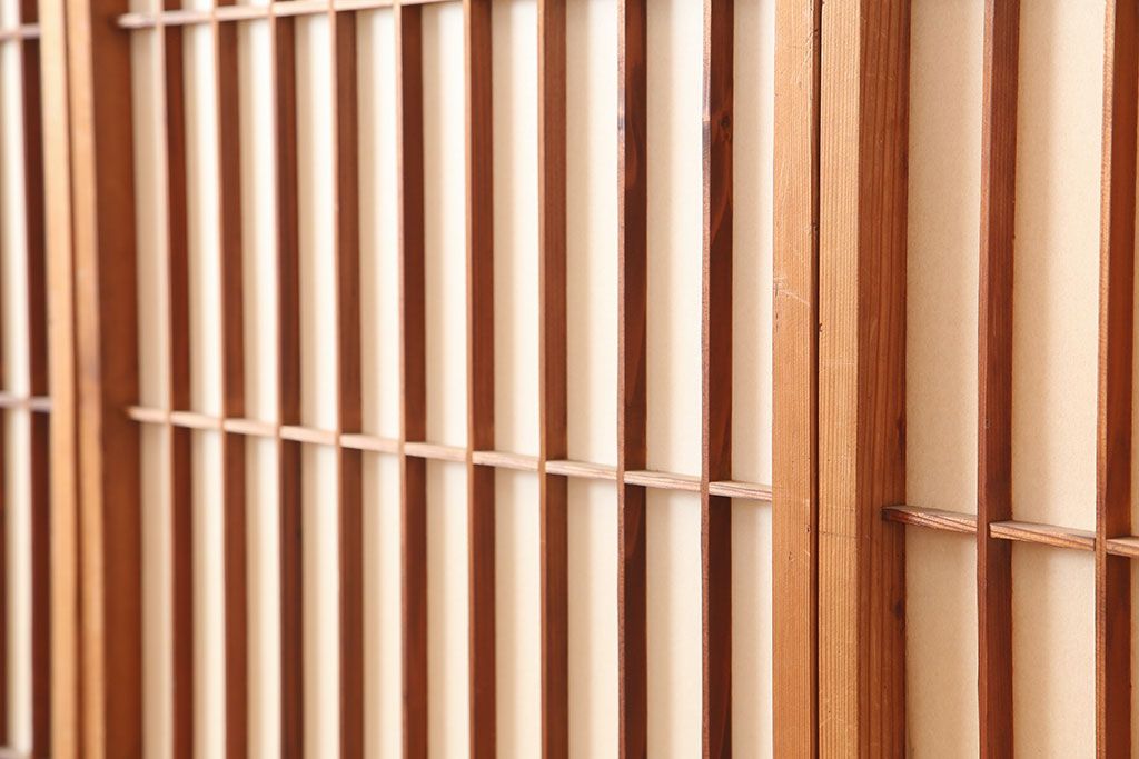 ヴィンテージ建具 　昭和中期　和レトロな雰囲気漂う障子戸4枚セット　(R-044768)