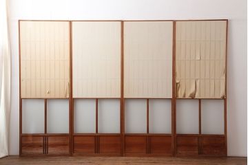 ヴィンテージ建具 　昭和中期　和レトロな雰囲気漂う障子戸4枚セット　(R-044768)