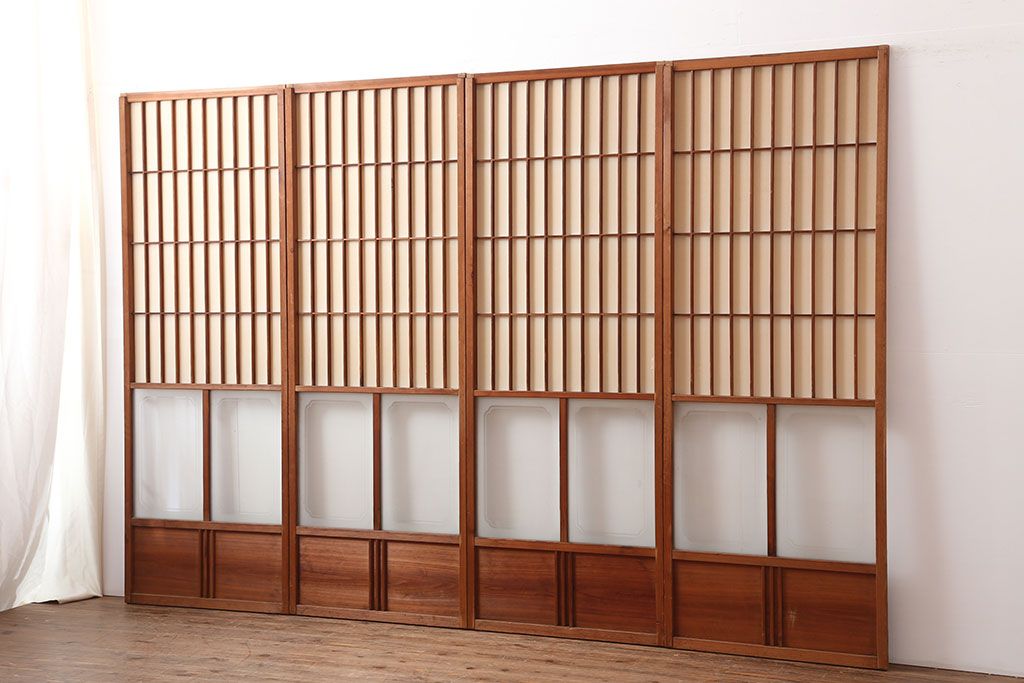 ヴィンテージ建具　昭和中期 　和レトロな雰囲気漂う障子戸4枚セット(R-044769)