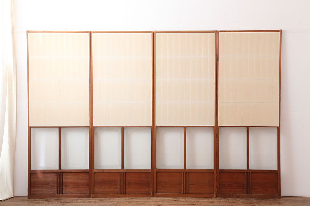 ヴィンテージ建具　昭和中期 　和レトロな雰囲気漂う障子戸4枚セット(R-044769)