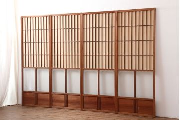 アンティーク建具 　和レトロな雰囲気漂う障子戸4枚セット(引き戸、建具)(R-044769)