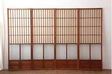 ヴィンテージ建具　昭和中期　和レトロな雰囲気漂う障子戸4枚セット　(R-044770)