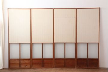 ヴィンテージ建具　昭和中期　和レトロな雰囲気漂う障子戸4枚セット　(R-044770)