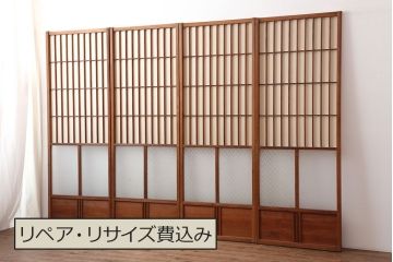 アンティーク建具 　和レトロな雰囲気漂う障子戸4枚セット(引き戸、建具)(R-044770)