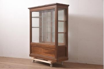 アンティーク家具　大正ロマン　栓材　クラシカルな雰囲気漂うガラスケース(ショーケース、飾り棚、陳列棚)(R-044772)