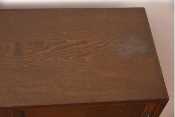 ビンテージ家具　和製ビンテージ　寄木細工　前面桑材・天板側面栓材・中桐材　パーケットが目を惹く戸棚(キャビネット、収納棚、茶箪笥、ヴィンテージ)(R-044775)