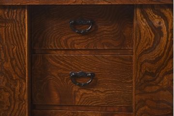 ビンテージ家具　民芸家具　前面欅(ケヤキ)材・中桐材　玉杢が魅力的な戸棚(収納棚、キャビネット)(R-044776)