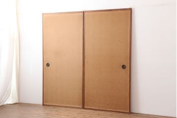 アンティーク家具　古民家スタイルにおすすめな板戸2枚セット(戸襖、引き戸、建具)(R-044778)