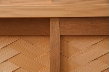 中古　美品　民芸家具　柄杓付き　網代仕上げ　優美な佇まいが魅力の置水屋(置き水屋、茶水屋、茶道具、煎茶棚、茶箪笥、戸棚)(R-044779)