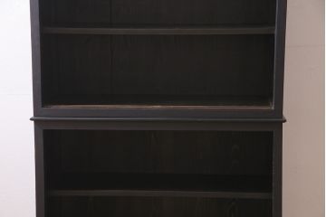 和製アンティーク　ペイント　渋くて格好良い重ね戸棚(収納棚、食器棚、本箱)(R-044780)