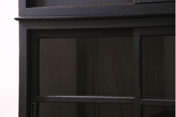 和製アンティーク　ペイント　渋くて格好良い重ね戸棚(収納棚、食器棚、本箱)(R-044780)